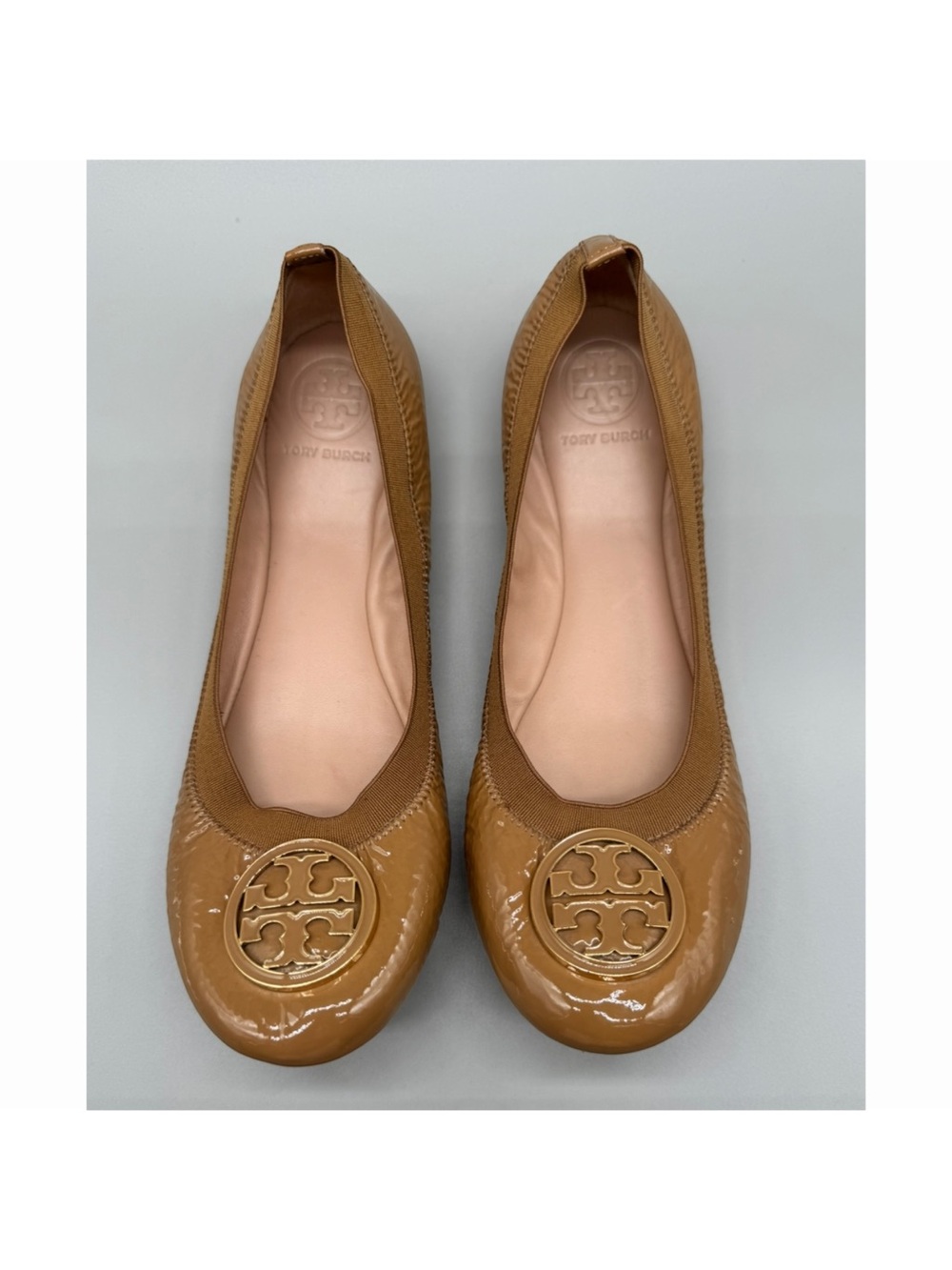 Tory Burch Caroline Slip On Ballet Flats Camel Tan Women’s Size 9.5